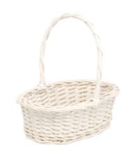 Rattankorb 29 x 21 x 11/27 cm mit Griff – weiß *5235
