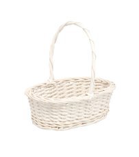 Rattankorb 23 × 16 × 9/22 cm mit Henkel – weiß *5242