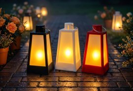 LED-Lampion 6 x 12,5 cm mit Kerzeneffekt, gemischte Farben, Display=12 Stück *9183