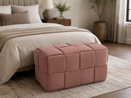 Geflochtener rechteckiger Hocker – Rosa – PHO5918