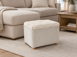 Geflochtener rechteckiger Hocker – Beige – PHO5932