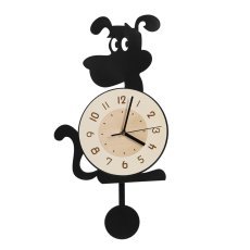 Wanduhr Hund mit Pendel 37 × 25,5 × 3,8 cm schwarz-weiß *6515