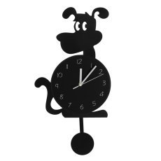 Wanduhr Hund mit Pendel 37 x 25,5 x 3,8 cm schwarz mit weißen Ziffern *5555