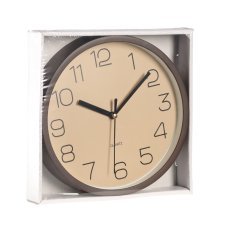 Runde Wanduhr 20 x 20 x 3,5 cm weiß / braun *6969