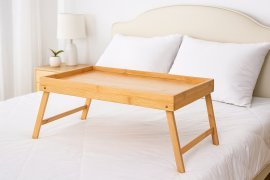 Frühstücks-/Laptoptisch fürs Bett mit klappbaren Beinen, 50 x 30 x 4/21 cm *6428
