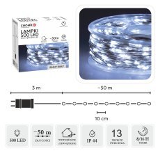 LED-Lichterkette auf Rolle, 500 LEDs, kaltweiß, Länge 3 + 50 m *8530