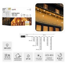 Lichtervorhang Eiszapfen mit 300 LEDs, warmweiß, Länge 3 + 12 m *9829