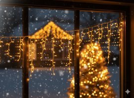 Lichtervorhang Icicle mit 500 LEDs, warmweiß, Länge 3 + 20 m, *9867
