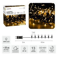 LED-Lichterkette Cluster 1000L, warmweiß, Länge 3 + 10 m, für den Innen- und Außenbereich *8202