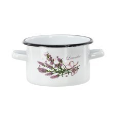 Weißer Emaille-Topf 2 l, 16 cm, Lavendel *4352