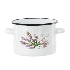 Emaille-Topf, 3 l, 18 cm, weiß, Lavendel *4369