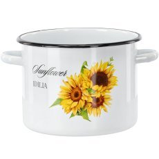 Weißer emaillierter Topf mit Sonnenblumenmotiv, 5,5 l, 22 cm *4437