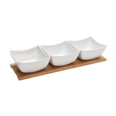 Servierset mit 3 Schälchen auf einem Brett *2184