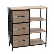 Schrank mit 3 Stoffschubladen und Ablagefächern, 70 x 30 x 80 cm *5312