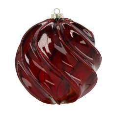 Glaskugel – bordeauxrot mit Spiralmuster, 18 cm *7813