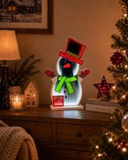 3D-Weihnachtsdekoration – Schneemann mit LED-Endlosspiegel-Effekt, 23,5 x 8 x 39,3 cm *8490