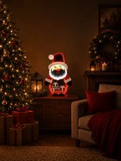 3D-Weihnachtsdekoration – Weihnachtsmann mit LED-Unendlichkeitsspiegel-Effekt, 21,6 x 8 x 37,3 cm *8506