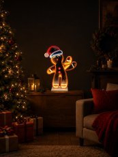 3D-Weihnachtsdekoration – Lebkuchenfigur mit Infinity-LED-Spiegeleffekt, 35,2 x 10 x 50,9 cm *8520