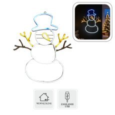 Weihnachtsdekoration – Schneemann mit Neon-LED-Beleuchtung, 32 x 1,2 x 55,5 cm *8582