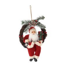 Roter Weihnachtsmann im Weihnachtskranz, 30 cm *8964