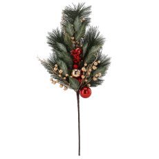Weihnachtsdekoration – Zweig, 73 x 38 x 10 cm, rot-goldfarben *9480