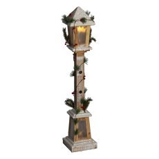 Weiße Weihnachtslaterne aus Holz mit LED, 16 x 16 x 85 cm *3318