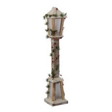 Weihnachtliche weiße LED-Holzlaterne, 18 x 18 x 100 cm *3325