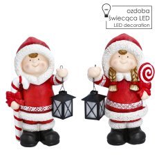 Weihnachtsfigur – Mädchen/Junge, 40 cm, mit LED-Laterne *4124