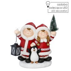 Weihnachtsfigur – Kinder mit LED-Laterne, 24,3 x 16 x 44,8 cm *4131
