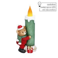 Weihnachtsfigur – LED-Kerze mit Bär, Mütze und Schal, 14,9 x 10,1 x 32,2 cm *4155
