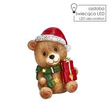 Weihnachtsfigur – Bär mit Geschenken und LED-Beleuchtung, 15,5 x 15 x 20,5 cm *4162