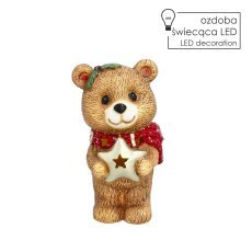 Weihnachtsfigur – Teddybär mit LED-Stern, 12,5 x 12,5 x 22,5 cm *4193