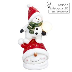 Weihnachtsfigur – Schneemann mit LED-Kugel, 26 x 20 x 47 cm *4216