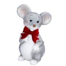 Weihnachtsfigur – Maus mit Schleife, 21 x 20,5 x 36 cm *4247