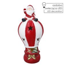 Weihnachtsfigur – Weihnachtsmann auf einem Ballon mit LED-Beleuchtung, 19 x 19 x 43 cm *4438