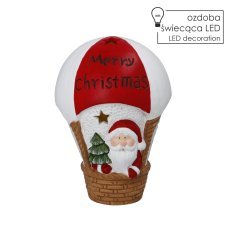 Weihnachtsfigur – Weihnachtsmann im Ballon „Merry Christmas“ mit LED-Beleuchtung, 23 x 23 x 35 cm *4445