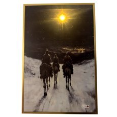 LED-Leinwandbild – Heilige Drei Könige, 40 x 60 x 2,8 cm, goldener Rahmen *3721