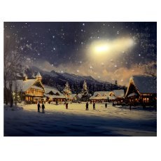 LED-Leinwandbild – winterliches Städtchen, 60 x 40 x 3,2 cm *3776