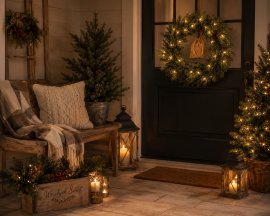 Leicht verschneiter Weihnachtskranz mit LED-Beleuchtung, 40 cm *4537