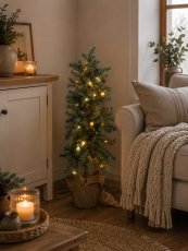 Künstlicher, beschneiter Weihnachtsbaum im Topf mit LED-Beleuchtung, 85 cm *4568