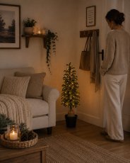 Künstlicher, verschneiter Weihnachtsbaum im Topf mit LED-Beleuchtung, 105 cm *4575