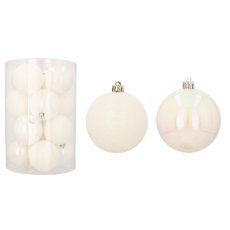 Set mit 16 Christbaumkugeln in der Tube, 8 cm, weiß/weiß *5176