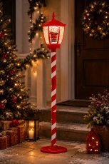 Weihnachtslaterne 30 x 30 x 150 cm mit Musikmechanismus, Rot, kaltweiße LED *3851