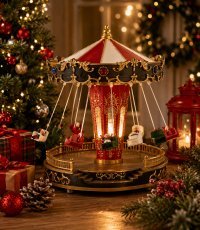 Weihnachtskarussell, 20,5 x 20,5 x 25,5 cm, mit Musikmechanismus und LED-Beleuchtung *3899
