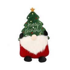 Weihnachtliches Plüsch-Dekokissen – Wichtel mit Weihnachtsbaum, 31 x 21 x 50 cm *6531