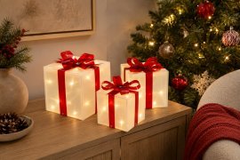 Weihnachtsdekoration – 3 LED-Geschenke, 60 Lichter, warmweiß *5756