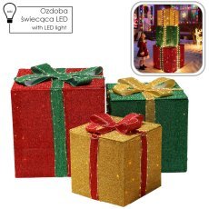 Festliche Dekoration – 3 farbenfrohe LED-Geschenke, 150 cm, 613 Lichter, warmweiß *5763