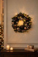 LED-Weihnachtskranz 40L, gold-grün, batteriebetrieben *5855