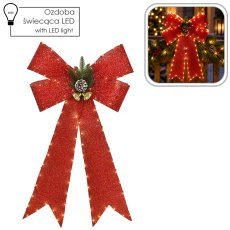 Rote LED-Weihnachtsschleife, 80 cm, 118 Lichter *5886
