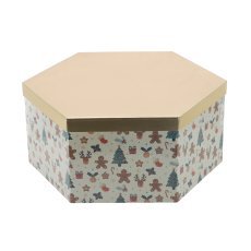 Sechseckige Geschenkbox mit goldenem Deckel, 42 x 36 x 18 cm *8085